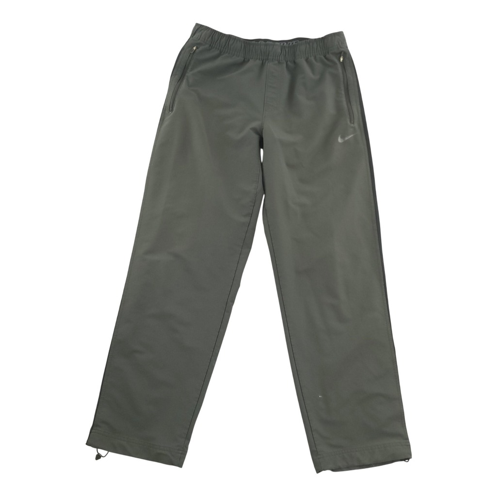 Nike Pro Training Pants Mens L 32x30 Gray Stretch Woven Track‎ Zip Pocket Hem